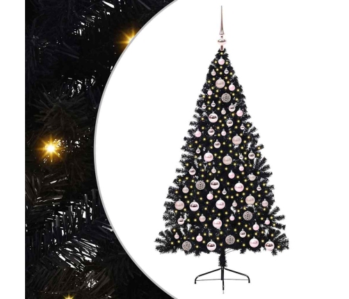 Mākslīgais Led Ziemassvētku Eglīte Su 300 Led Melna 180 Cm Pvc Vidaxl