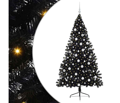 Mākslīgais Led Ziemassvētku Eglīte Su 300 Led Melna 180 Cm Pvc Vidaxl