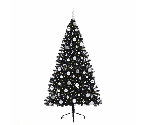 Mākslīgais Led Ziemassvētku Eglīte Su 300 Led Melna 180 Cm Pvc Vidaxl