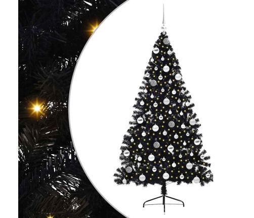 Mākslīgais Led Ziemassvētku Eglīte Su 300 Led Melna 180 Cm Pvc Vidaxl