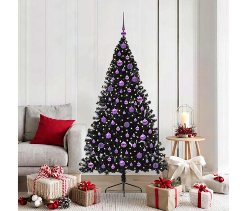 Mākslīgais Led Ziemassvētku Eglīte Su 300 Led Melna 180 Cm Pvc Vidaxl