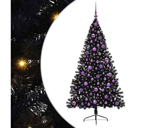 Mākslīgais Led Ziemassvētku Eglīte Su 300 Led Melna 180 Cm Pvc Vidaxl