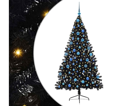 Mākslīgais Led Ziemassvētku Eglīte Su 300 Led Melna 180 Cm Pvc Vidaxl