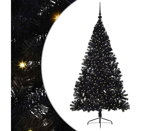 Mākslīgais Led Ziemassvētku Eglīte Su 300 Led Melna 210 Cm Pvc Vidaxl