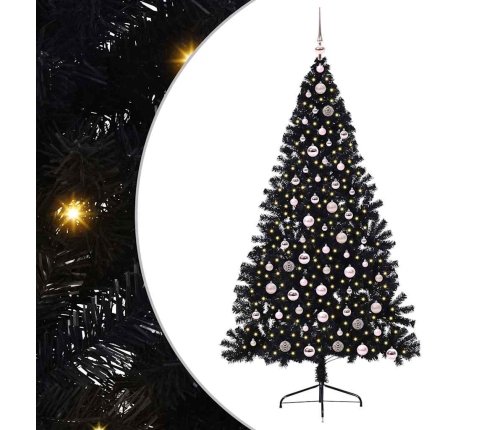 Mākslīgais Led Ziemassvētku Eglīte Su 300 Led Melna 210 Cm Pvc Vidaxl