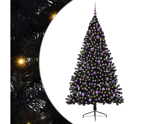 Mākslīgais Led Ziemassvētku Eglīte Su 300 Led Melna 210 Cm Pvc Vidaxl