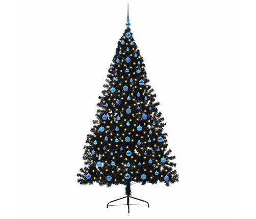 Mākslīgais Iepriekš Apgaismotais Ziemassvētku Koks Melna 210 Cm Vidaxl