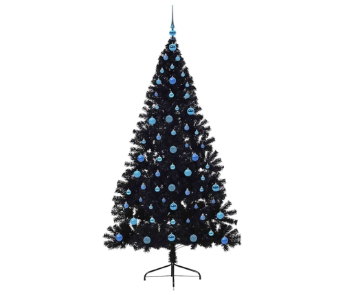 Mākslīgais Iepriekš Apgaismotais Ziemassvētku Koks Melna 210 Cm Vidaxl