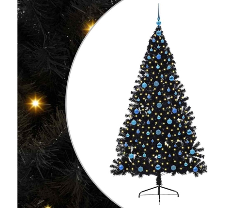 Mākslīgais Iepriekš Apgaismotais Ziemassvētku Koks Melna 210 Cm Vidaxl