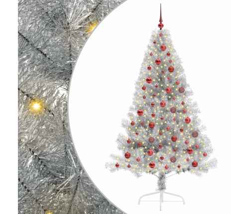 Mākslīgais Led Ziemassvētku Eglīte Sudraba 180 Cm Pet Vidaxl