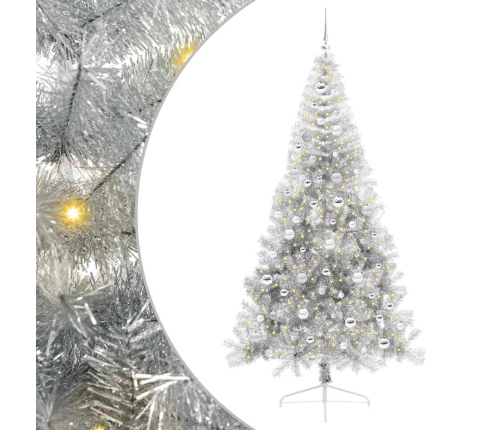 Mākslīgais Led Ziemassvētku Eglīte Sudraba 210 Cm Pet Vidaxl