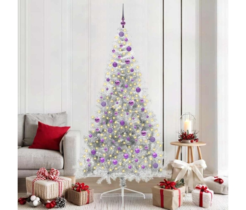 Mākslīgais Led Ziemassvētku Eglīte Sudraba 210 Cm Pet Vidaxl