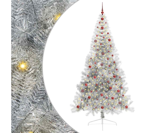 Mākslīgais Led Ziemassvētku Eglīte Sudraba 240 Cm Pet Vidaxl
