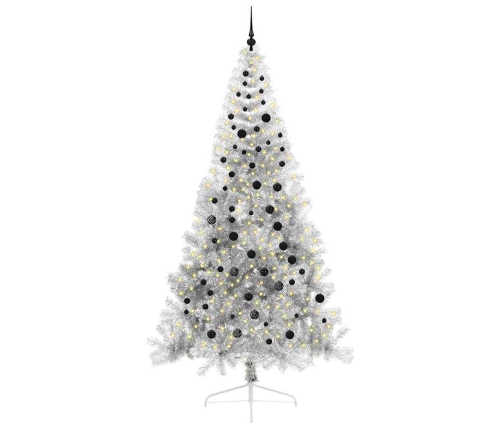 Mākslīgais Iepriekš Apgaismotais Ziemassvētku Koks Sudraba Vidaxl