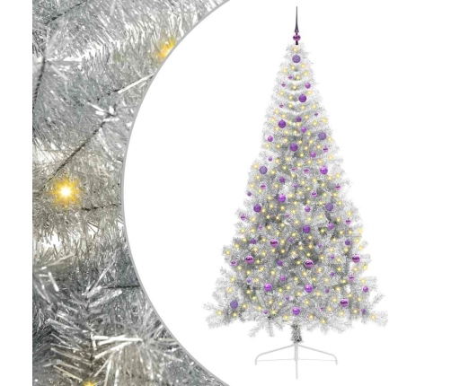Mākslīgais Led Ziemassvētku Eglīte Sudraba 240 Cm Pet Vidaxl
