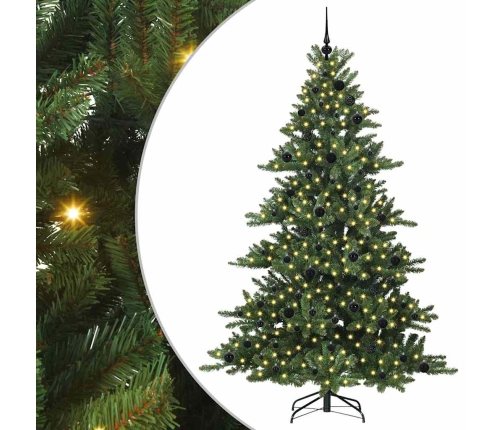 Mākslīgā Saliekamā Ziemassvētku Egle Ar 300 Led Zaļa 210 Cm Pvc Vidaxl