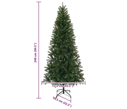 Mākslīgā Ziemassvētku Eglīte Zaļa 240 Cm Pvc, Pe Un Tērauds Vidaxl