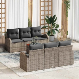 Vidaxl 7 Daļu Dārza Dīvānu Komplekts Ar Spilventiņiem Pelēks Polirāns Akācija,  2-Vietīgs Dārza Dīvāns Ar Uzglabāšanu Un Spilventiņiem Pelēks Polirāns Vidaxl