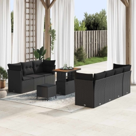 10 Gabalu Dārza Dīvānu Komplekts Ar Spilveniem Melnā Poli Rotangpalma Akācija Vidaxl 10 Gabalu Dārza Dīvānu Komplekts Ar Spilveniem Melnā Poli Rotangpalma Akācija Vidaxl