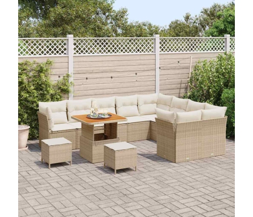 12 Daļu Dārza Dīvānu Komplekts Ar Spilveniem Bēšā Poli Rattanā Vidaxl