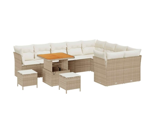 12 Daļu Dārza Dīvānu Komplekts Ar Spilveniem Bēšā Poli Rattanā Vidaxl