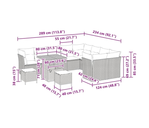 12 Daļu Dārza Dīvānu Komplekts Ar Spilveniem Bēšā Poli Rattanā Vidaxl