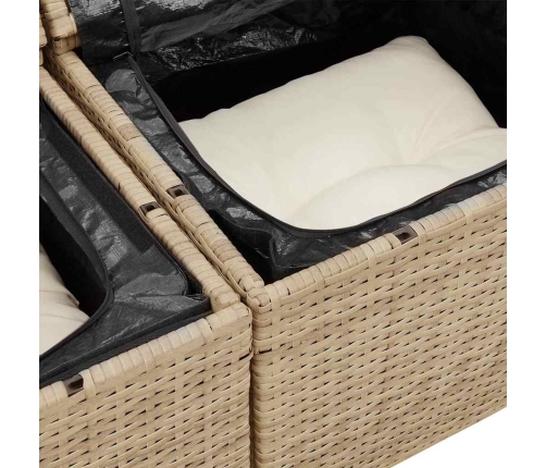 12 Daļu Dārza Dīvānu Komplekts Ar Bēšiem Spilveniem, Polu Rattan Un Akāciju. Vidaxl