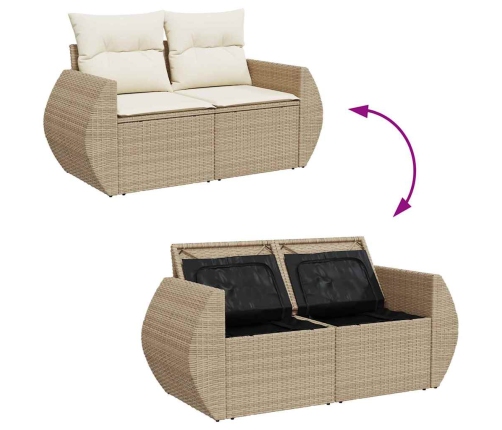 12 Daļu Dārza Dīvānu Komplekts Ar Bēšiem Spilveniem, Polu Rattan Un Akāciju. Vidaxl