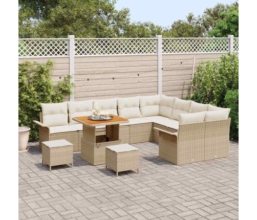 12 Daļu Dārza Dīvāna Komplekts Ar Bēšiem Spilveniem Poliratanā Vidaxl