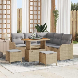 Vidaxl 8 Daļu Dārza Dīvānu Komplekts Ar Spilveniem Bēšs Poli Rotangpalma Acacia, Vidaxl 2-Vietīgs Dārza Dīvāns Ar Uzglabāšanu & Spilveniem Bēšs Poli Rotangpalma,  3 Daļu Dārza Ēdināšanas Komplekts Ar Spilveniem Bēšs Poli Rotangpalma Acacia Vidaxl