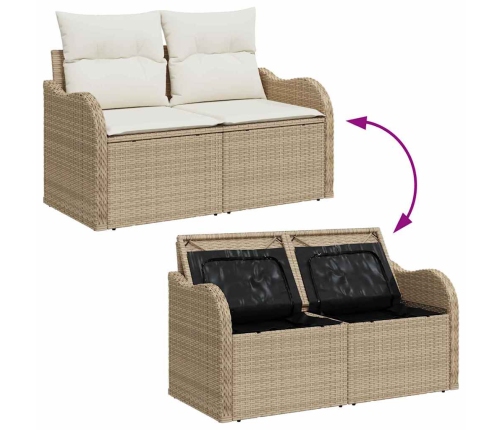 12 Gabalu Dārza Dīvānu Komplekts Ar Spilveniem Bēšs Polietilēna Rotangpalma Akācijas Vidaxl