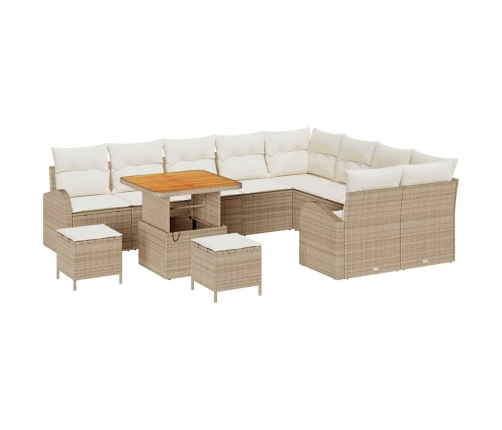 12 Daļu Dārza Dīvānu Komplekts Ar Spilveniem Bēšs Polirattan Akācijas Vidaxl