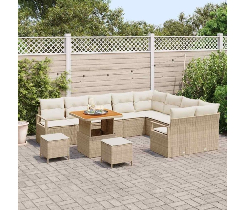 12 Gabalu Dārza Dīvānu Komplekts Ar Spilveniem Bēšs Poli Rotangpalma Akācija Vidaxl