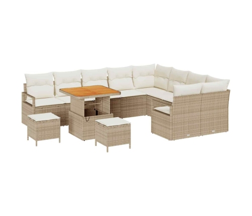 12 Gabalu Dārza Dīvānu Komplekts Ar Spilveniem Bēšs Poli Rotangpalma Akācija Vidaxl