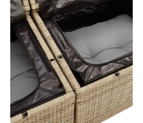 10 Daļu Dārza Dīvānu Komplekts Ar Spilveniem Bēša Poli Rotangpalma Akācija Vidaxl