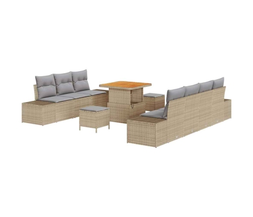 10 Daļu Dārza Dīvānu Komplekts Ar Spilveniem Bēša Poli Rotangpalma Akācija Vidaxl