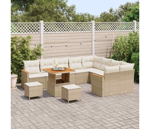 12 Daļu Dārza Dīvānu Komplekts Ar Spilveniem Bēšs Poli Rotangpalma Akācija Vidaxl