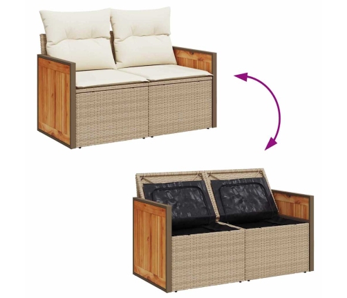 12 Daļu Dārza Dīvānu Komplekts Ar Spilveniem, Bēšs Polirāts Un Akācija. Vidaxl