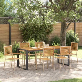 Vidaxl 7 Gabalu Dārza Ēdamistabas Komplekts Bēšs Polyrattan Akācija,  Saliekami Dārza Krēsli Ar Spilveniem - 2 Gabalu Komplekts Bēšs Polyrattan Vidaxl