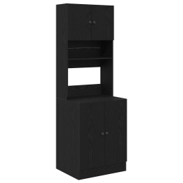 Virtuves Skapis Melnais Ozols 60X50X180 Cm Inženierijas Koks Vidaxl