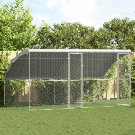 Vistu Būris Sudraba 400 X 200 X 198.5 Cm Cinkots Tērauds Vidaxl