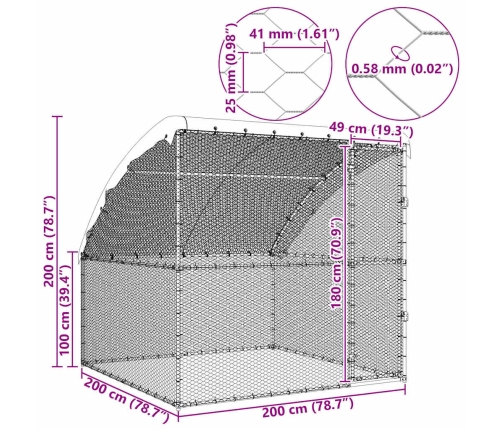Vistu Būris Sudraba 2 X 2 X 2 M Cinkots Tērauds Vidaxl