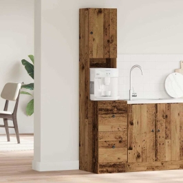 Virtuves Skapis Ar Atvilktni Ar Plauktu Ar Uzglabāšanu Ar Durvīm Vecs Koks Inženierijas Koks Vidaxl