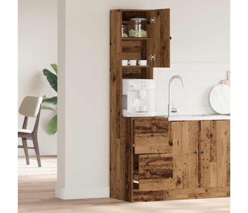 Virtuves Skapis Ar Atvilktni Ar Plauktu Ar Uzglabāšanu Ar Durvīm Vecs Koks Inženierijas Koks Vidaxl