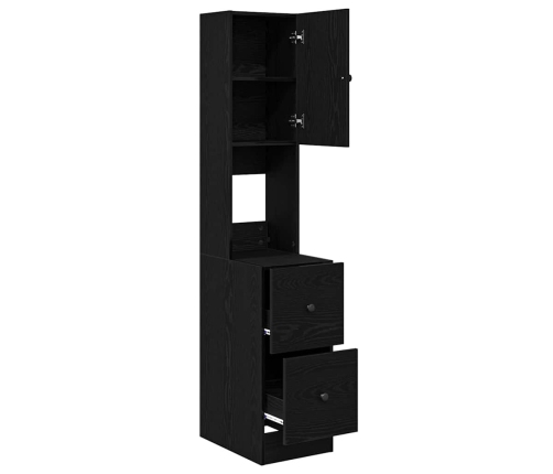 Virtuves Skapis Ar Atvilktni Ar Plauktu Ar Uzglabāšanu Ar Durvīm Melns Ozols Inženierijas Koks Vidaxl