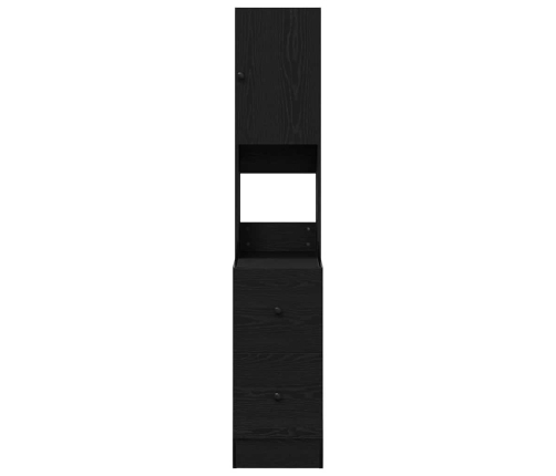 Virtuves Skapis Ar Atvilktni Ar Plauktu Ar Uzglabāšanu Ar Durvīm Melns Ozols Inženierijas Koks Vidaxl