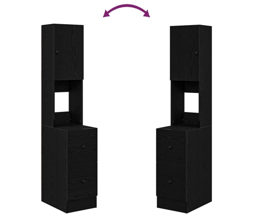 Virtuves Skapis Ar Atvilktni Ar Plauktu Ar Uzglabāšanu Ar Durvīm Melns Ozols Inženierijas Koks Vidaxl