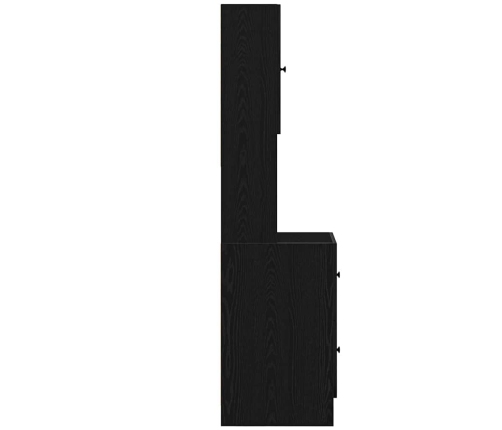 Virtuves Skapis Ar Atvilktni Ar Plauktu Ar Uzglabāšanu Ar Durvīm Melns Ozols Inženierijas Koks Vidaxl