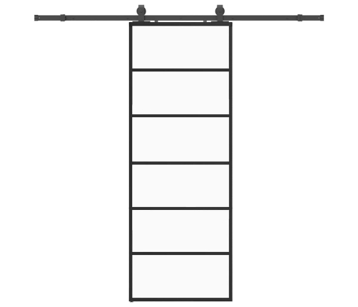 Bīdāmās Durvis Ar Stiprinājumiem, Melns, Stikls, 76X205 Cm Vidaxl