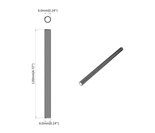 Vītņu Stienis 2 Pcs Sudraba 6 X 120 Mm Tērauds Vidaxl